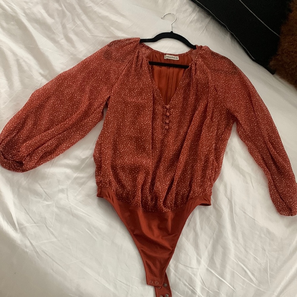 Blouse-Bodysuit, orange/white, S, Abercrombie & Fitch